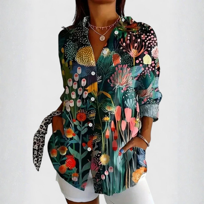 Women's Colourful Floral Button-Up Shirt