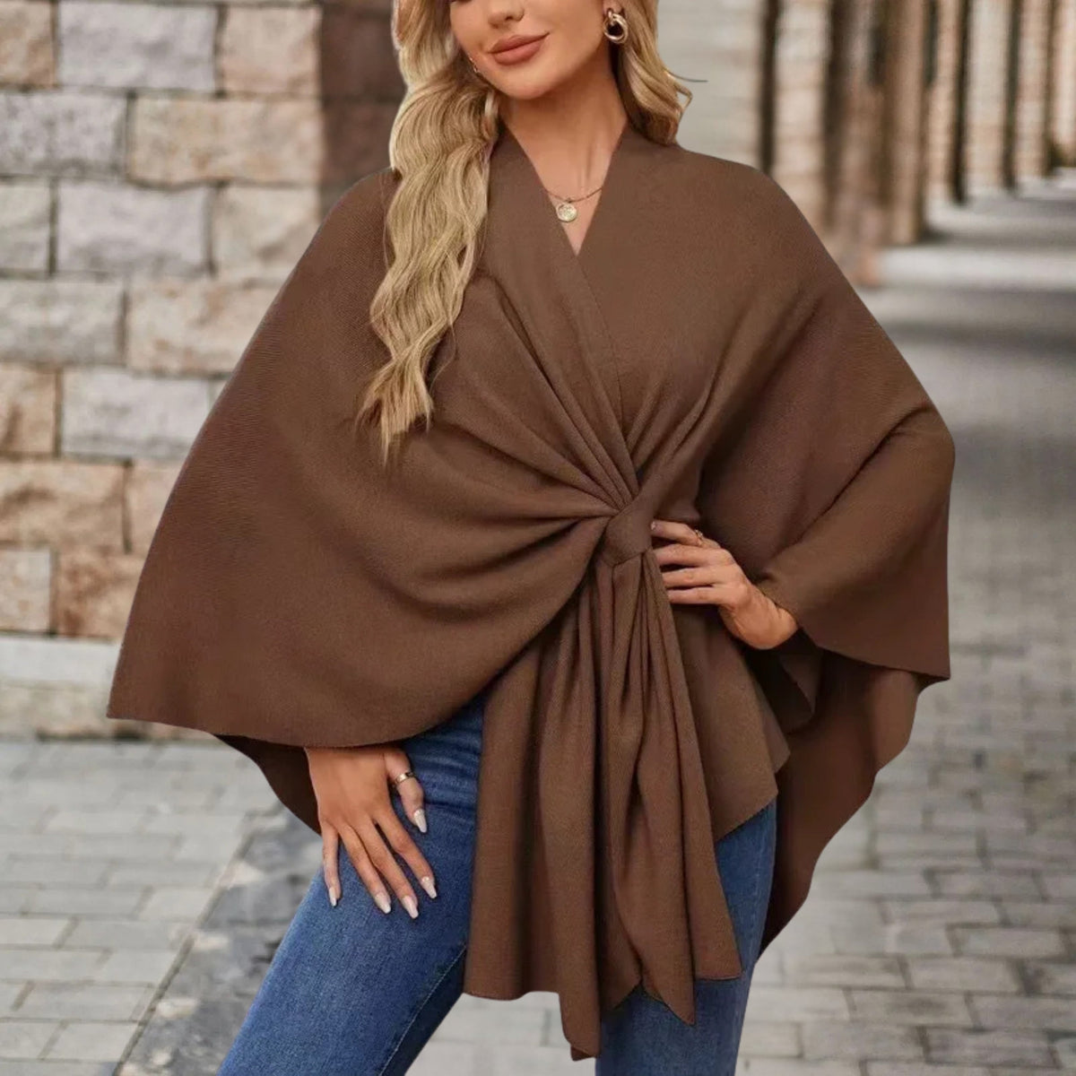 Women's Top with Draped Knot Detail and Flowing Fit