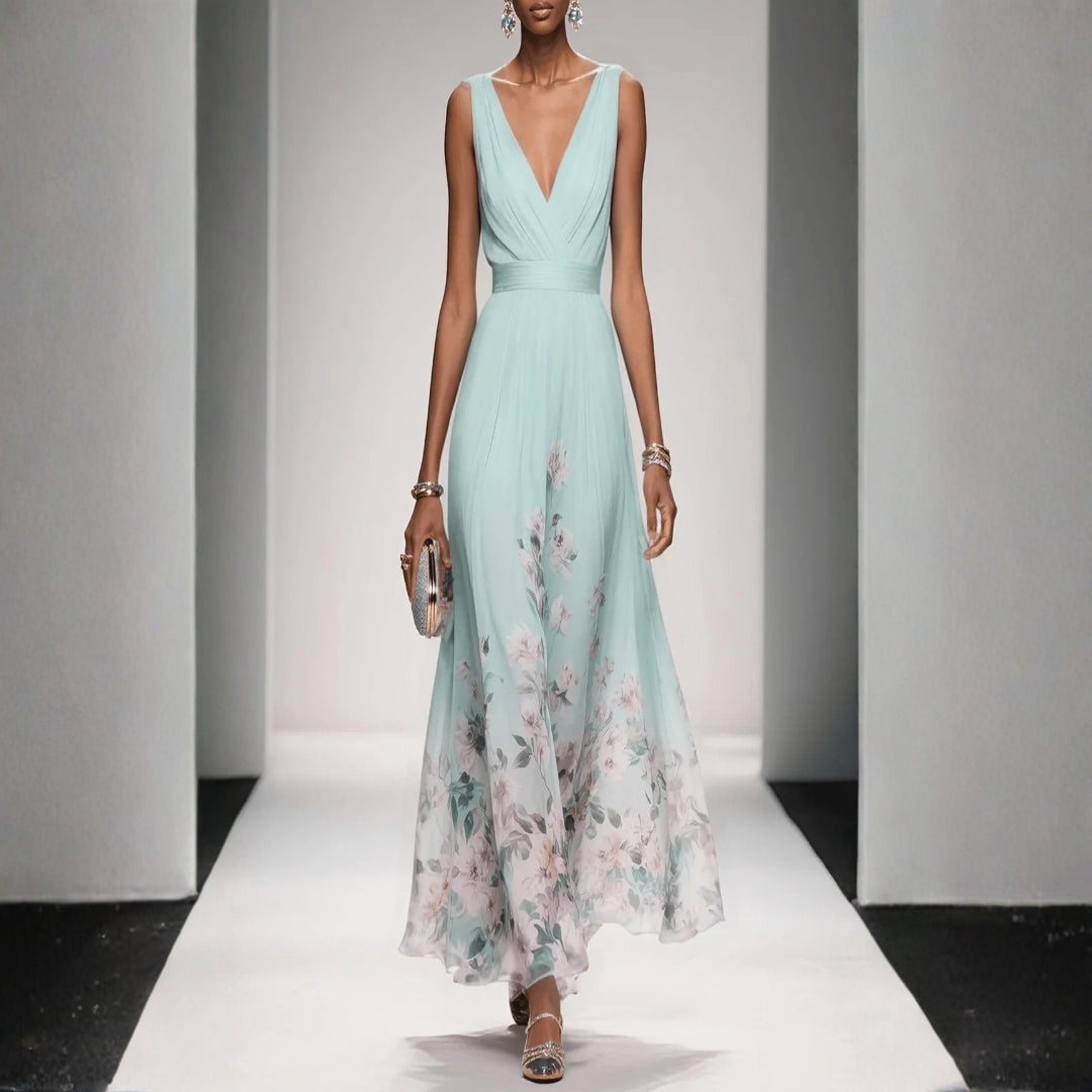 Women's Dress with Floral Print for Wedding Guests