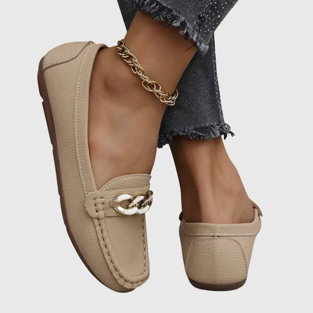 Women's Slip-On Loafers with Chain Detail