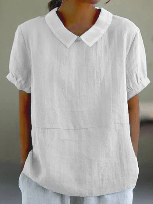 Women's Linen Blouse with Peter Pan Collar