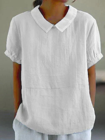 Women's Linen Blouse with Peter Pan Collar