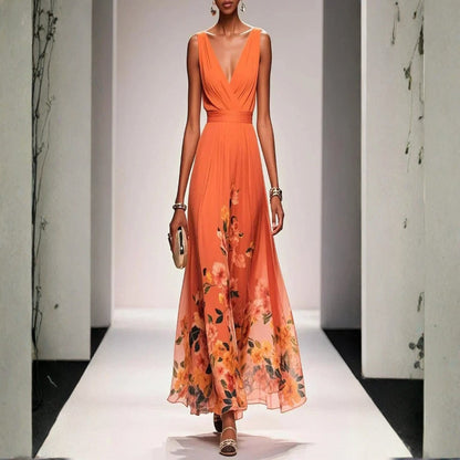 Women's Dress with Floral Print for Wedding Guests