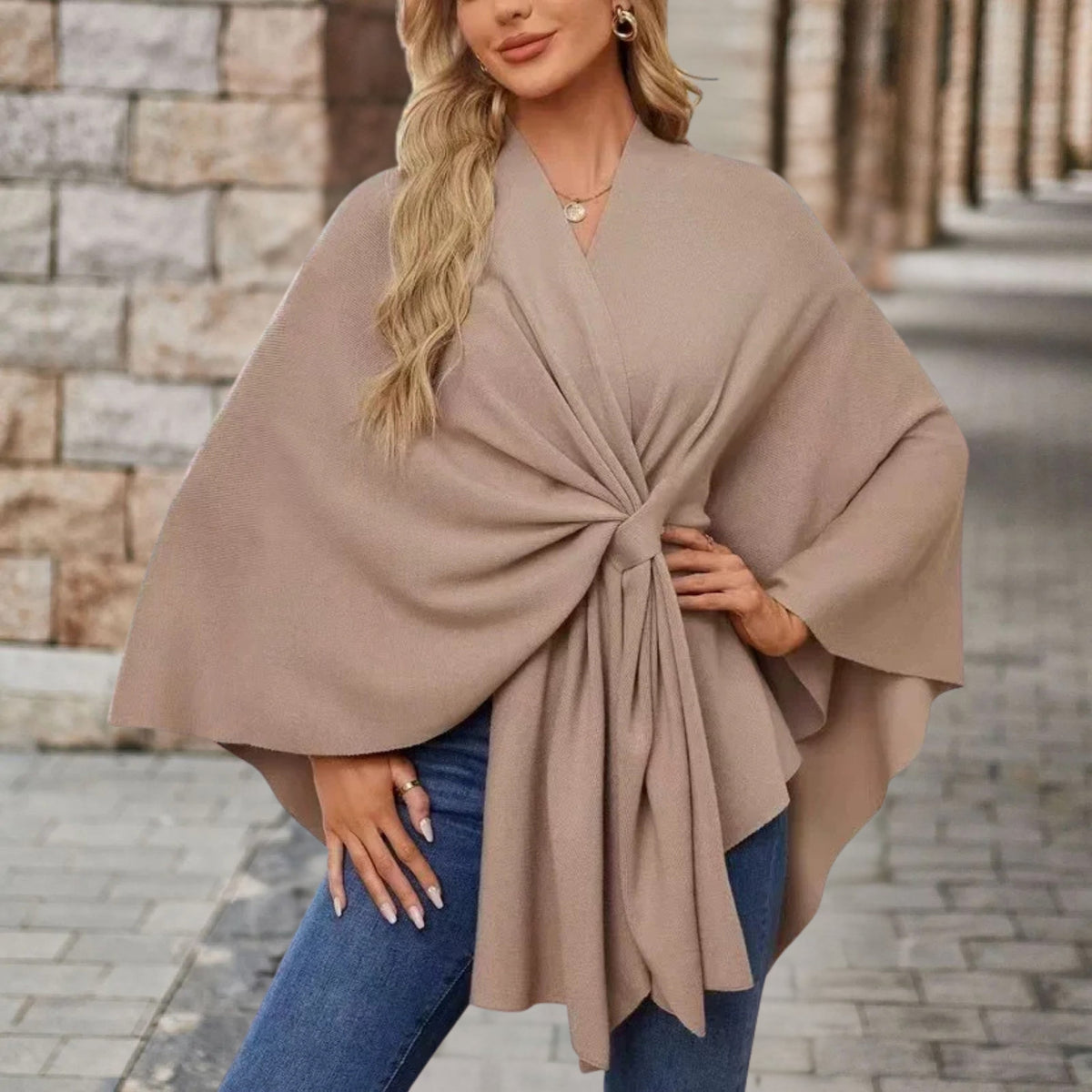 Women's Top with Draped Knot Detail and Flowing Fit