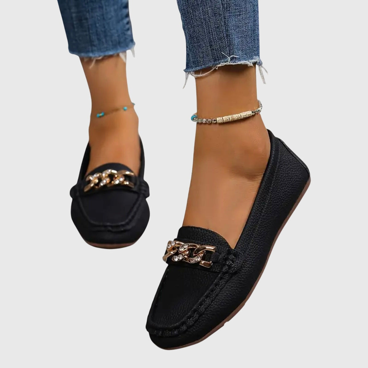 Women's Slip-On Loafers with Chain Detail