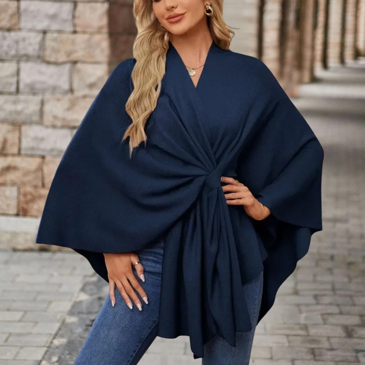Women's Top with Draped Knot Detail and Flowing Fit