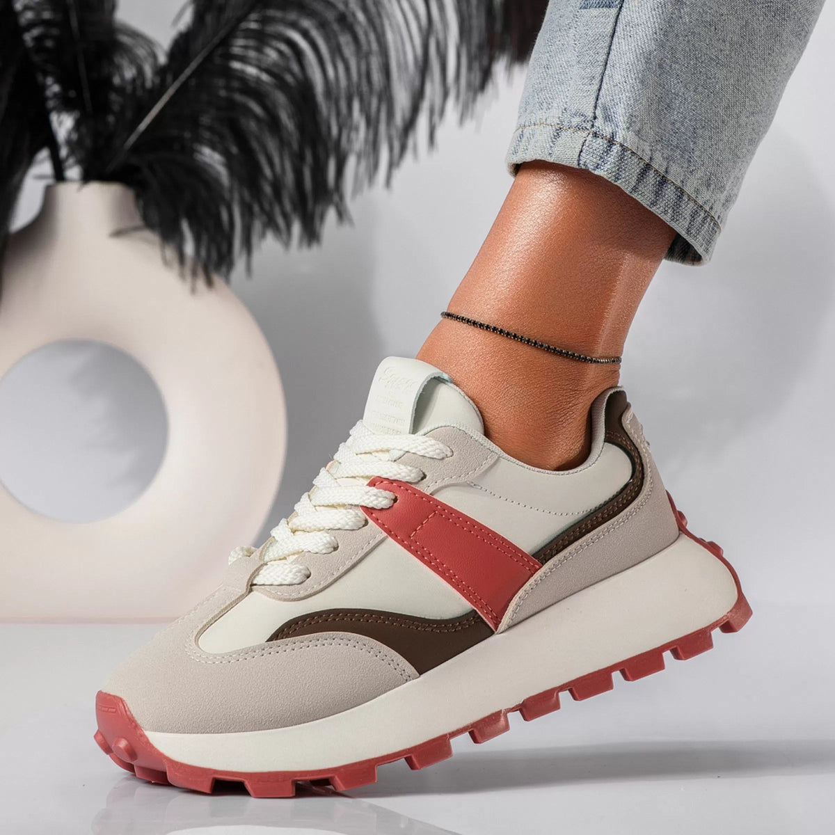Women's Lace-Up Sneakers with Chunky Sole