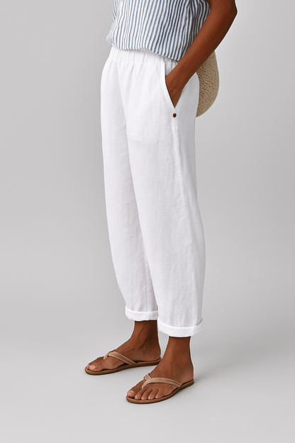 Women's Casual Pants with Pockets and Cuffed Hem
