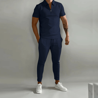 Men's Two-Piece Set with Zipper Shirt