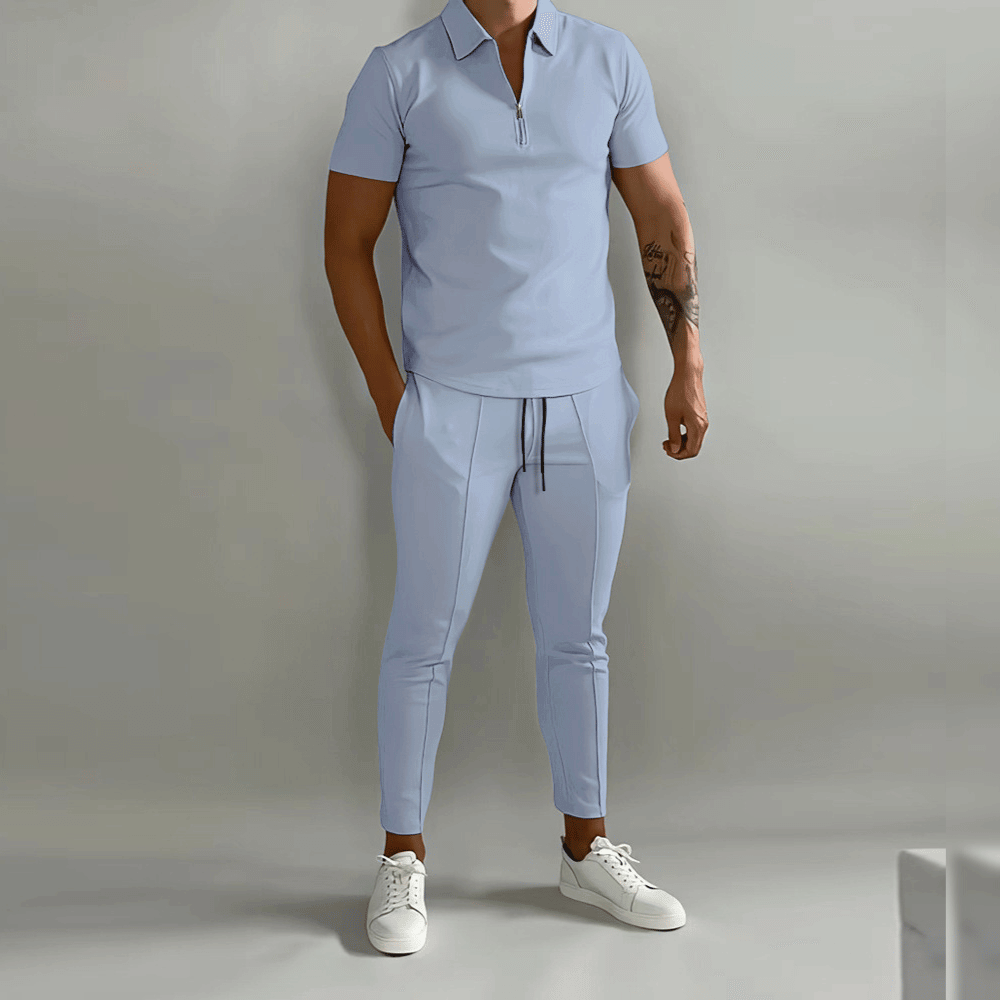 Men's Two-Piece Set with Zipper Shirt