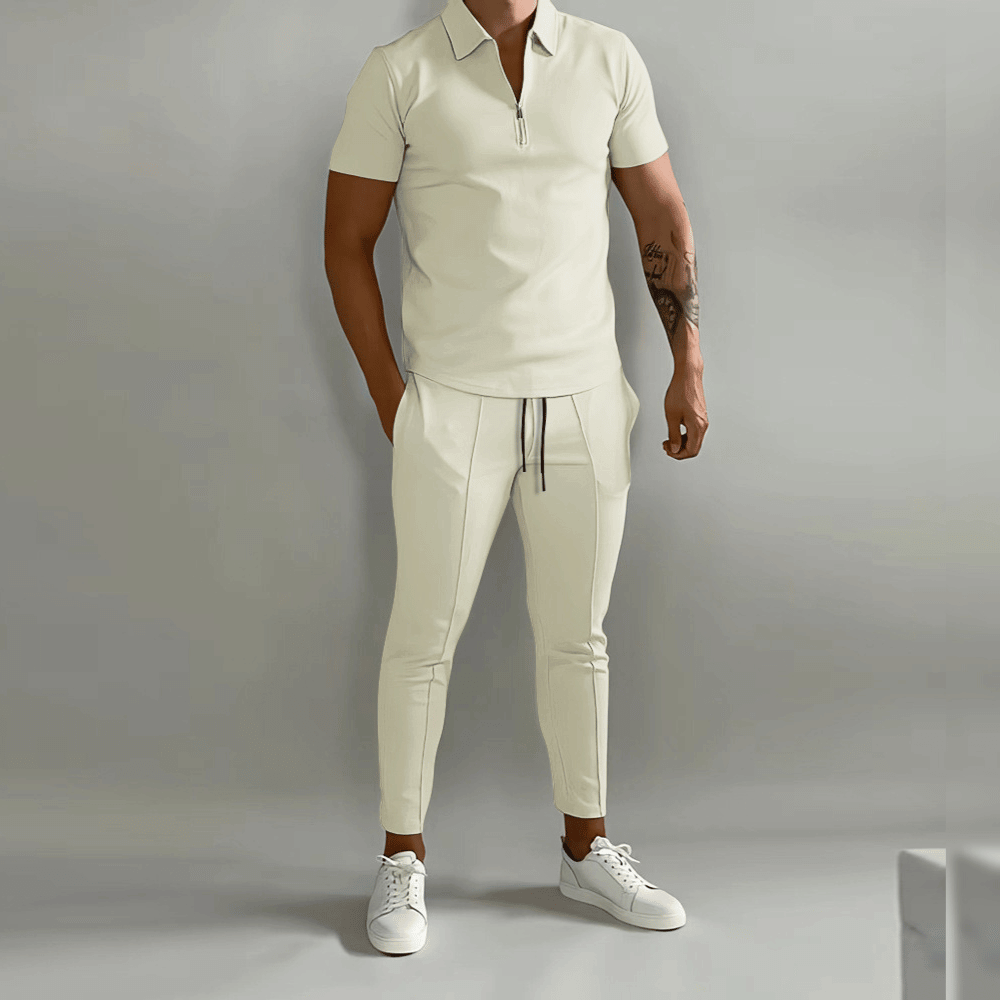 Men's Two-Piece Set with Zipper Shirt