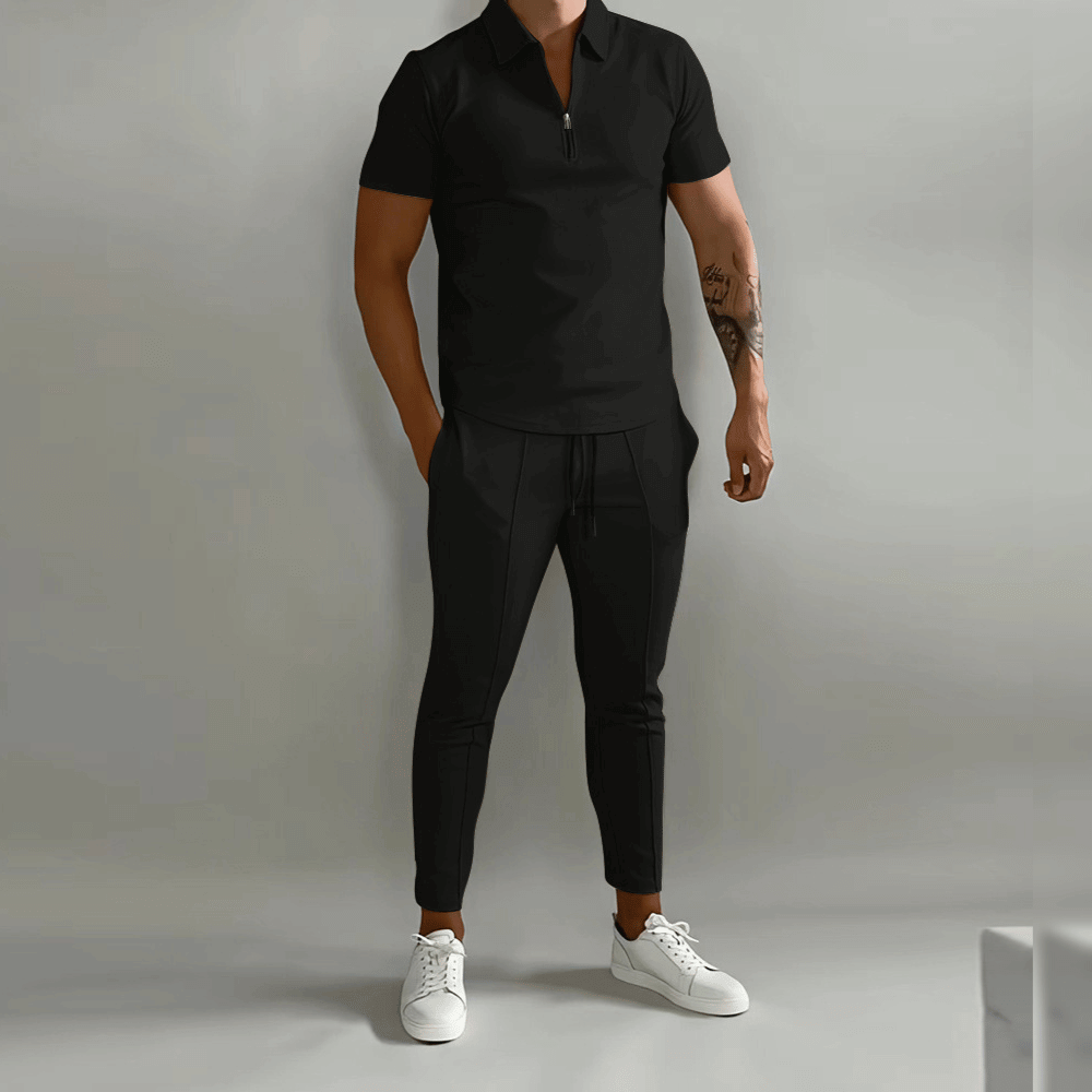 Men's Two-Piece Set with Zipper Shirt