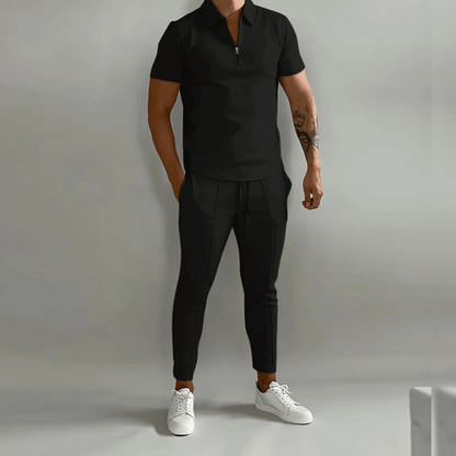 Men's Two-Piece Set with Zipper Shirt