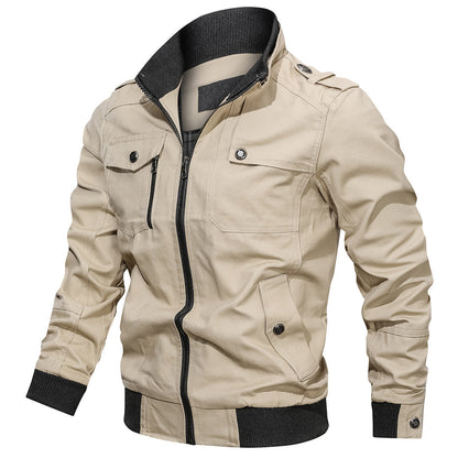 Men's Bomber Jacket with Multiple Pockets