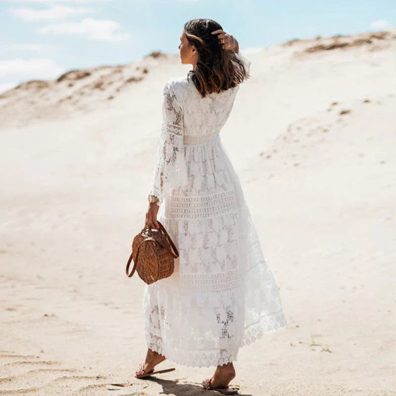 Women's Summer Bohemian Maxi Dress with Long Sleeves