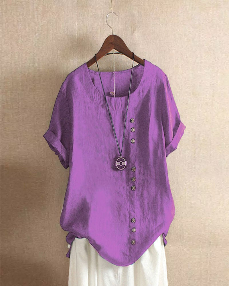 Women's Summer Casual Blouse with Button Details