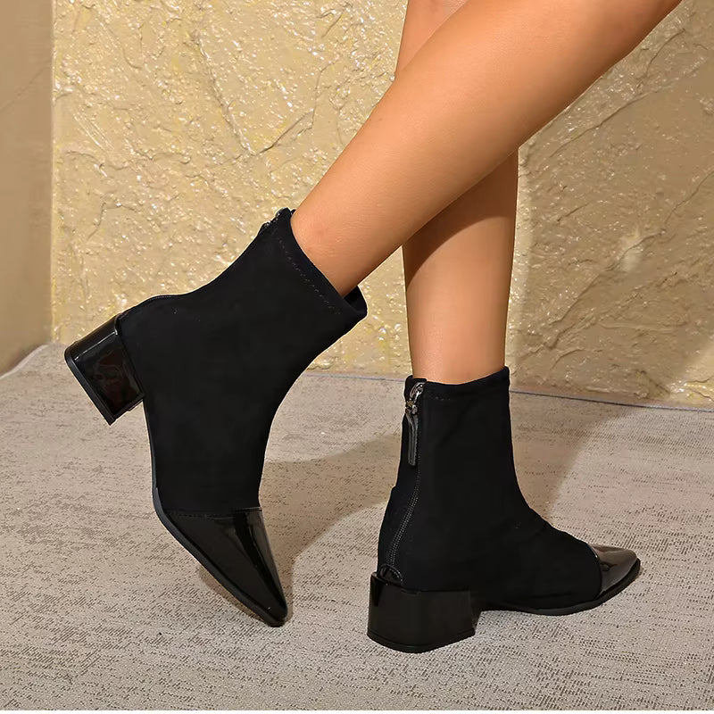 Women's Winter Ankle Boots with Block Heel