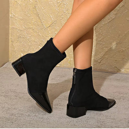 Women's Winter Ankle Boots with Block Heel