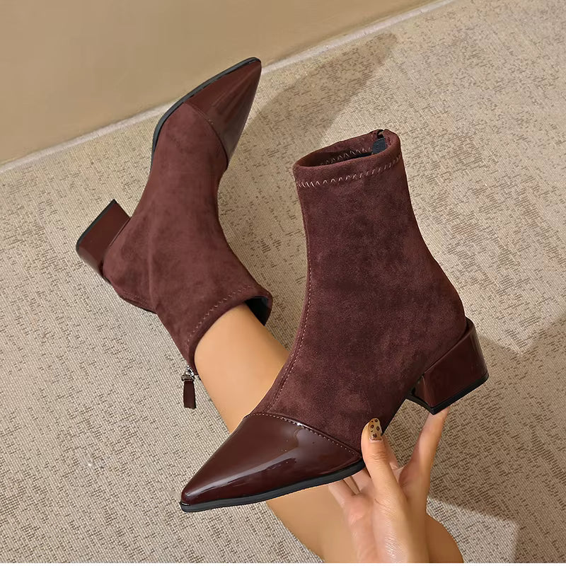 Women's Winter Ankle Boots with Block Heel