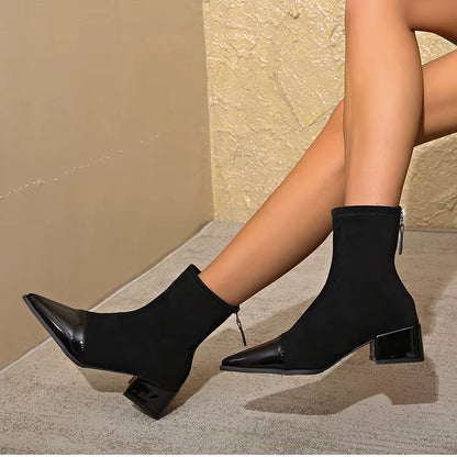 Women's Winter Ankle Boots with Block Heel