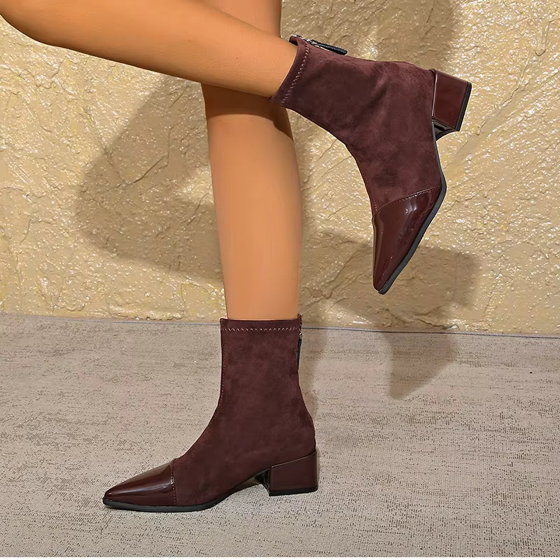 Women's Winter Ankle Boots with Block Heel