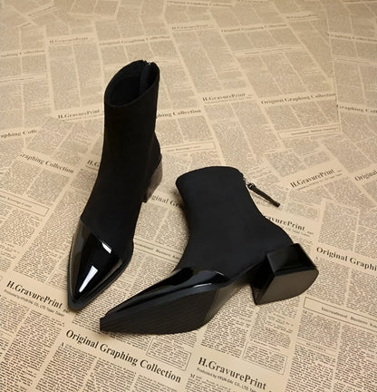 Women's Winter Ankle Boots with Block Heel