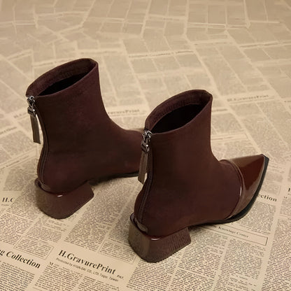 Women's Winter Ankle Boots with Block Heel