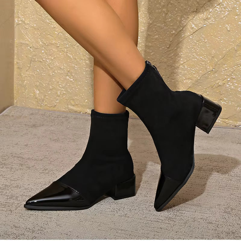 Women's Winter Ankle Boots with Block Heel