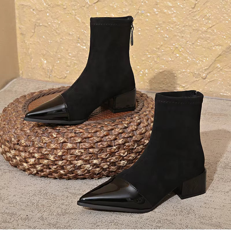 Women's Winter Ankle Boots with Block Heel