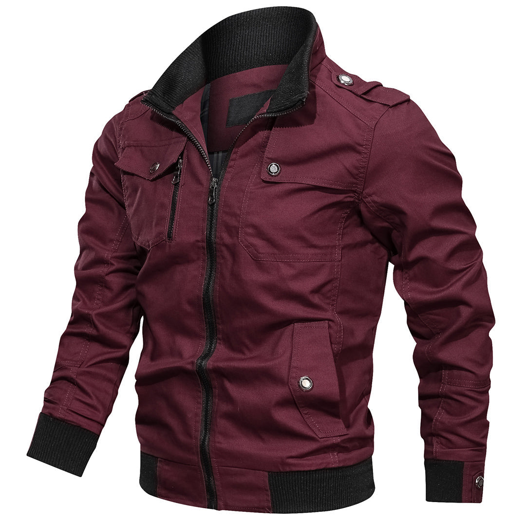 Men's Bomber Jacket with Multiple Pockets