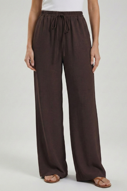 Women's Palazzo Pants with Drawstring and Side Pockets