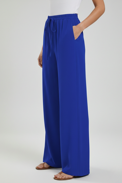 Women's Palazzo Pants with Drawstring and Side Pockets