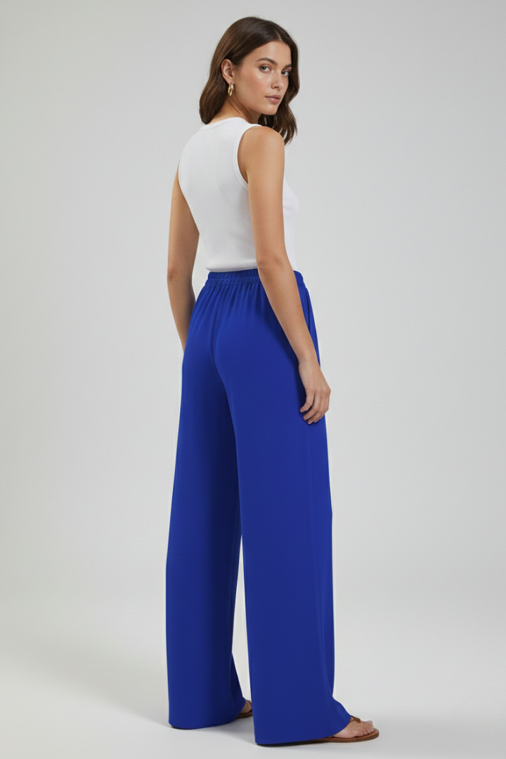 Women's Palazzo Pants with Drawstring and Side Pockets