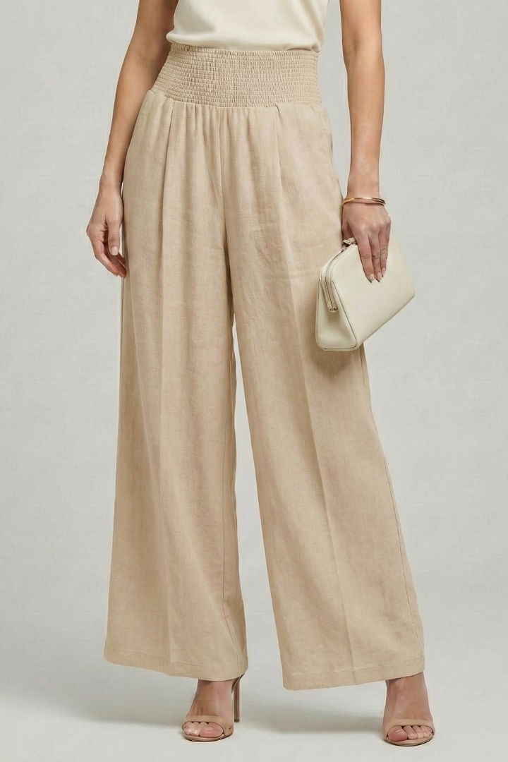 Women's High-Waisted Palazzo Pants with Pleats