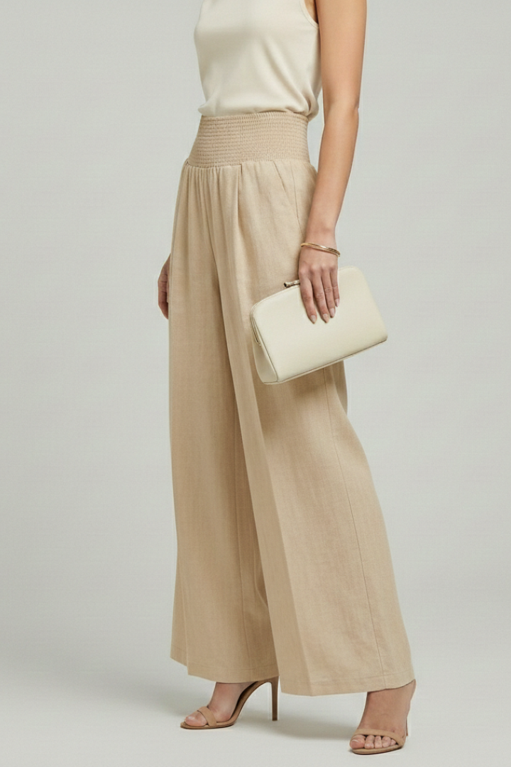 Women's High-Waisted Palazzo Pants with Pleats