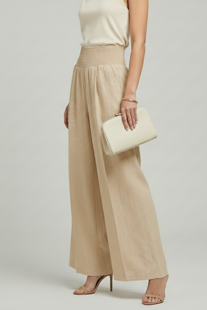 Women's High-Waisted Palazzo Pants with Pleats