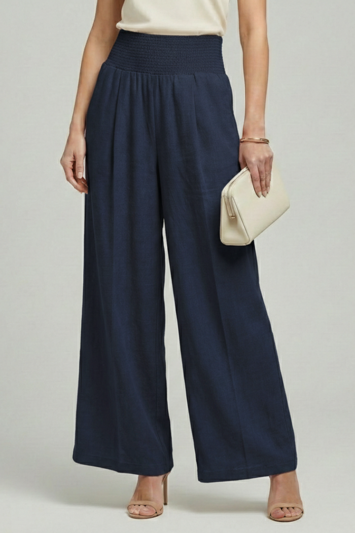 Women's High-Waisted Palazzo Pants with Pleats