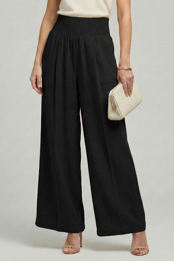 Women's High-Waisted Palazzo Pants with Pleats