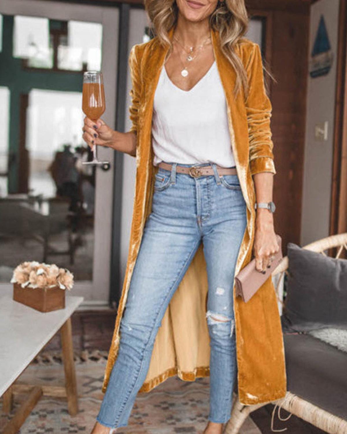 Women's Long Cardigan with Open Front