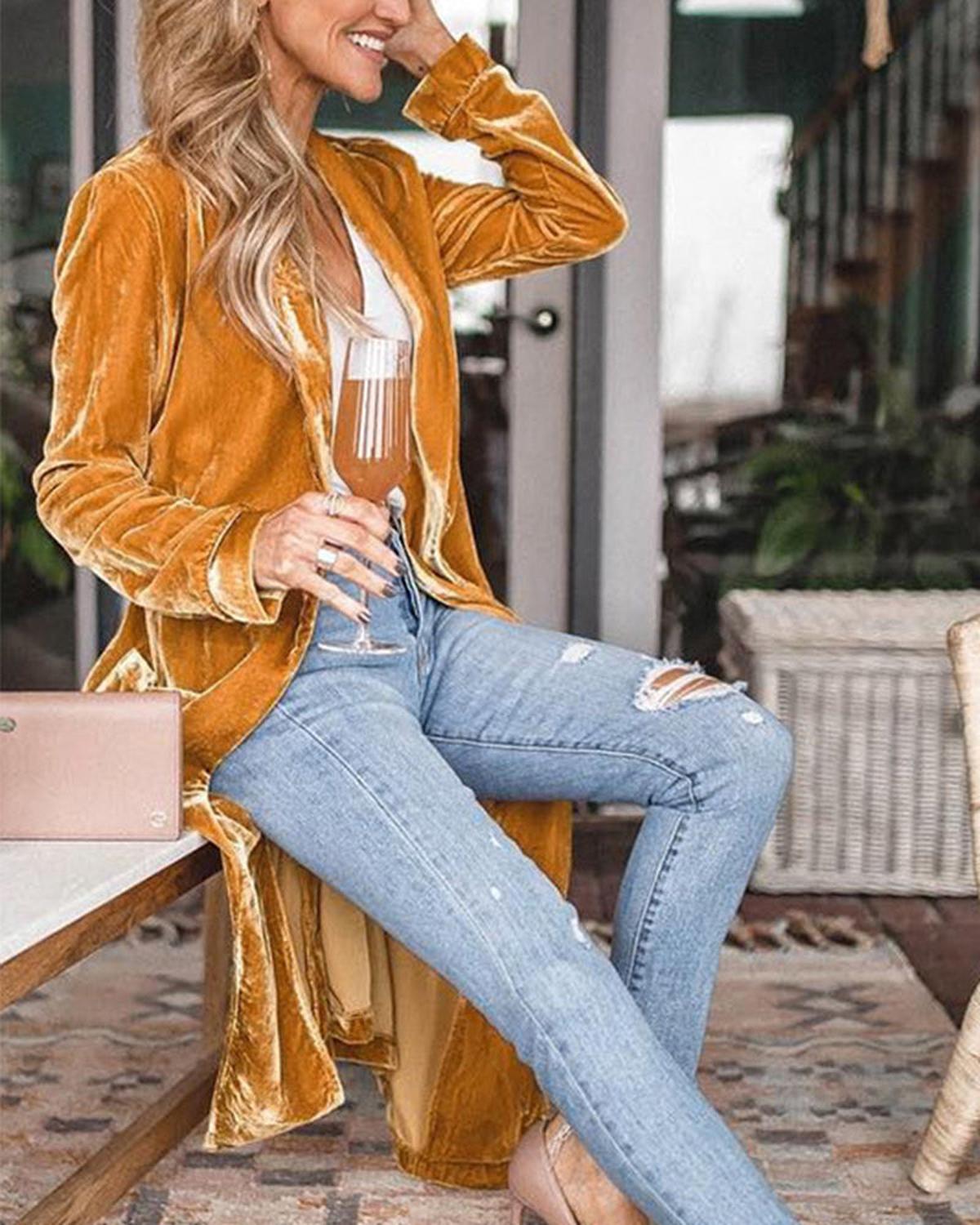 Women's Long Cardigan with Open Front