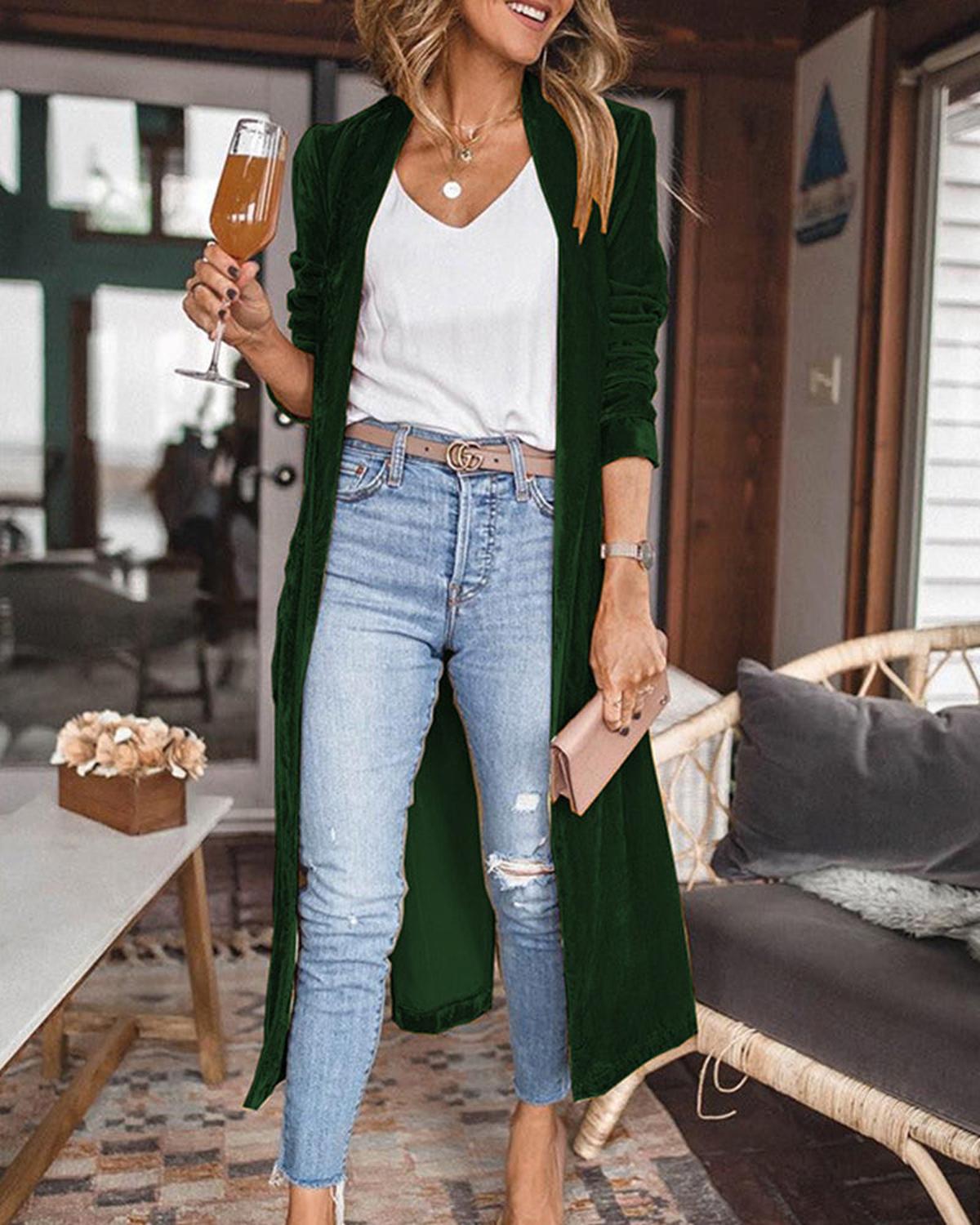 Women's Long Cardigan with Open Front