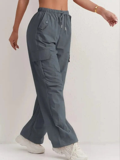 Women's Casual Cargo Pants with Pockets and Drawstring