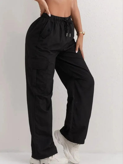 Women's Casual Cargo Pants with Pockets and Drawstring