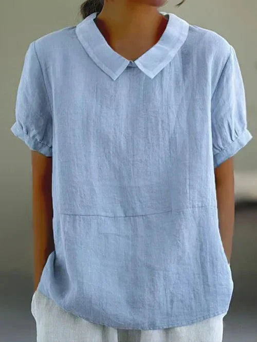 Women's Linen Blouse with Peter Pan Collar