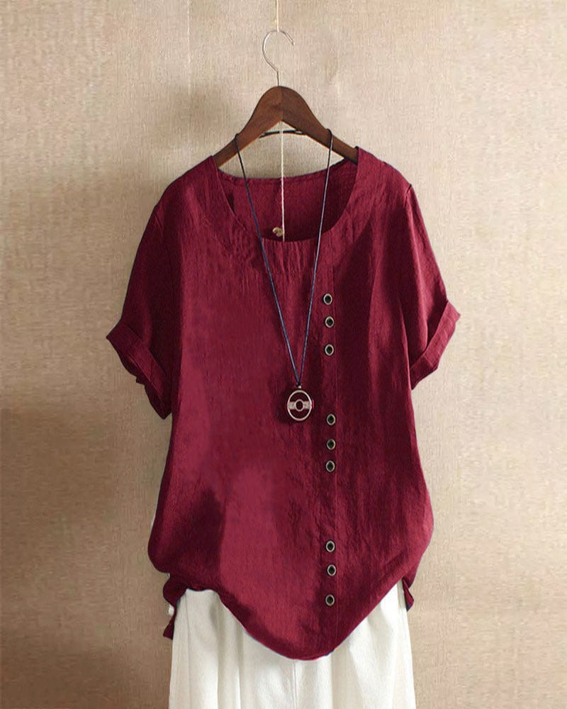 Women's Summer Casual Blouse with Button Details
