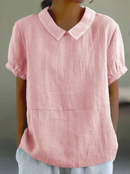Women's Linen Blouse with Peter Pan Collar