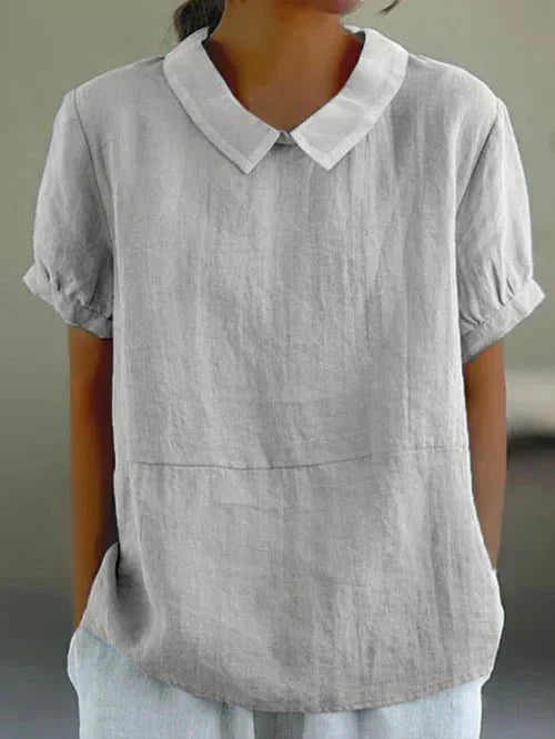 Women's Linen Blouse with Peter Pan Collar