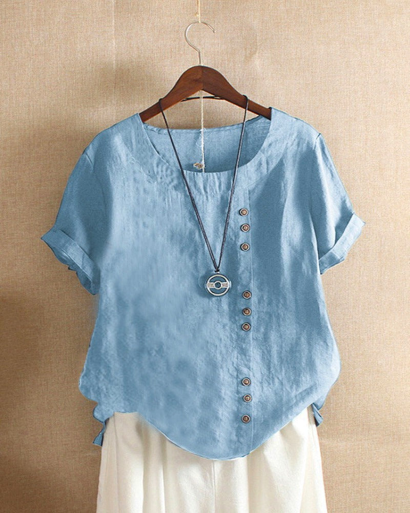 Women's Summer Casual Blouse with Button Details