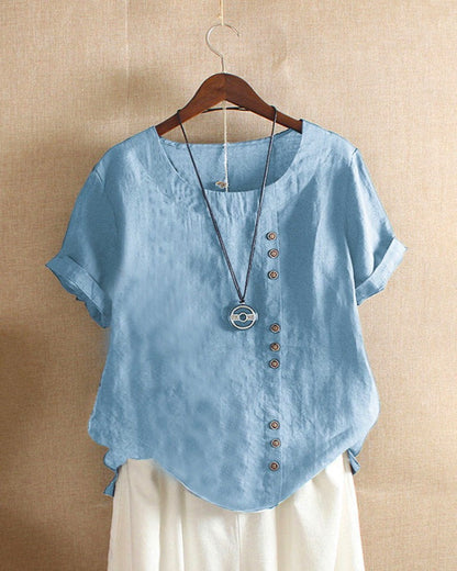Women's Summer Casual Blouse with Button Details
