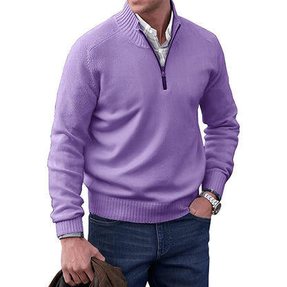 Men's Regular-Fit Quarter-Zip Knitted Pullover Sweater